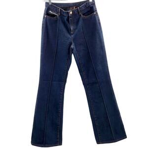 Dark Blue Wash Permanent Traveler’s Seamed Wide Leg Denim Jeans Unbranded Sz M